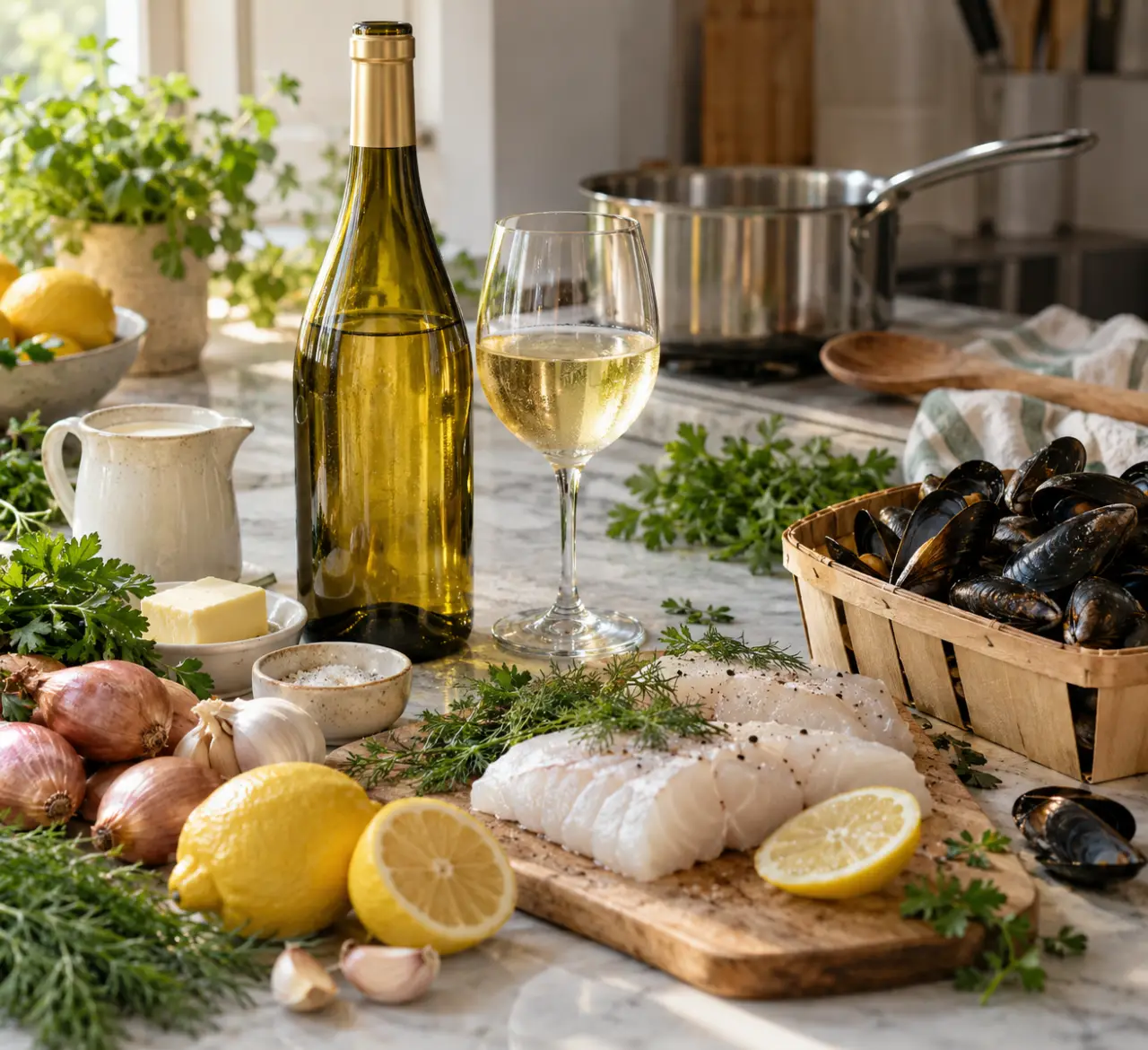 Quel vin blanc choisir en cuisine ? Sec, jeune et peu boisé