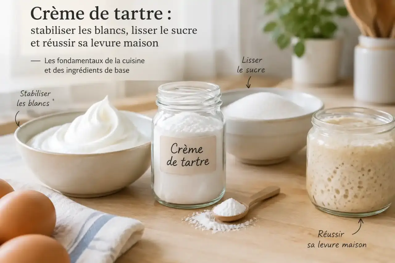 Crème de tartre : stabiliser les blancs, lisser le sucre et réussir sa levure maison