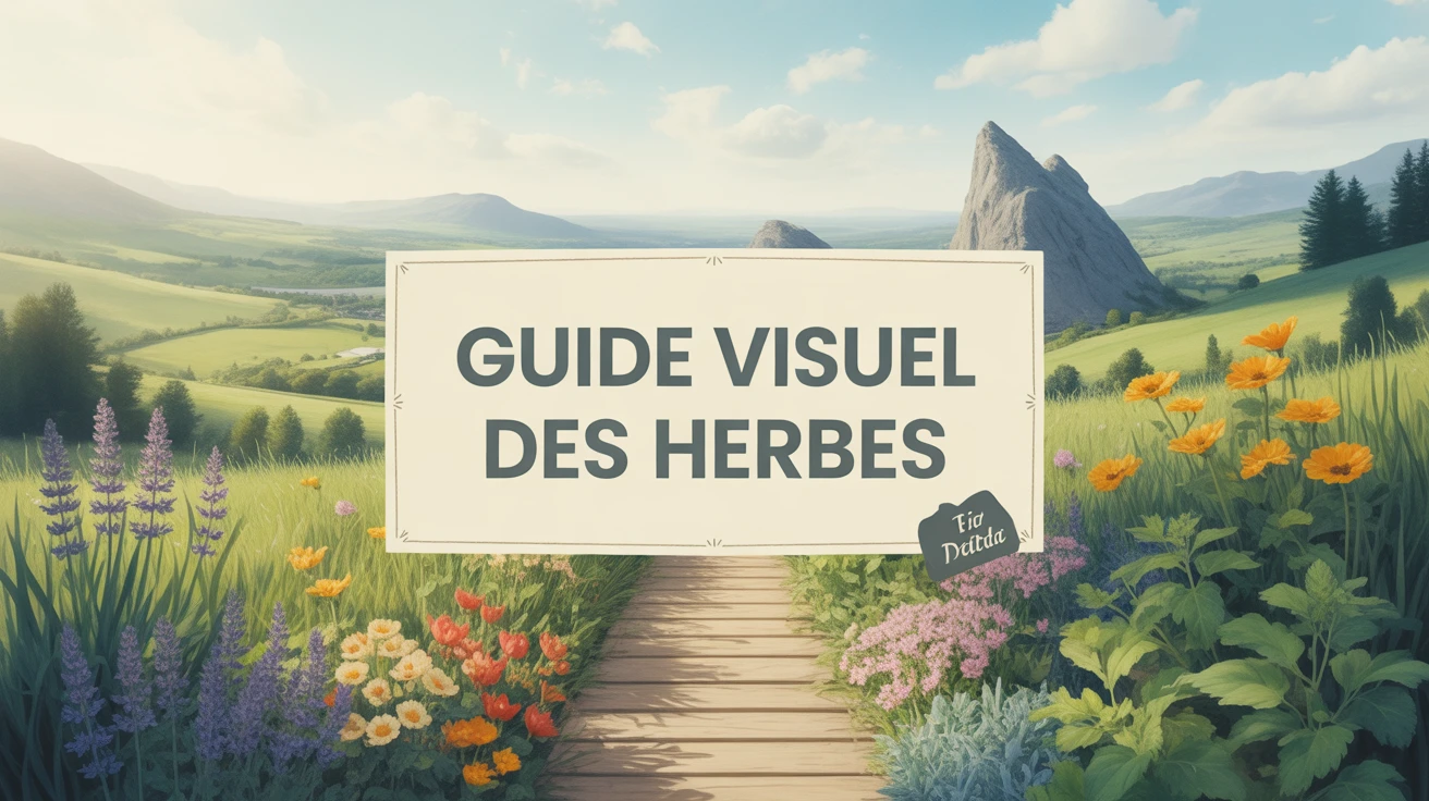 Illustration aquarelle de pots en terre cuite alignés avec basilic, thym et romarin
