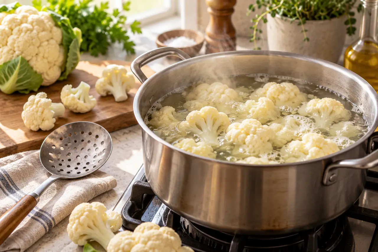 Cuisson du chou-fleur à l’eau : 8 à 15 minutes pour rester tendre sans devenir pâteux