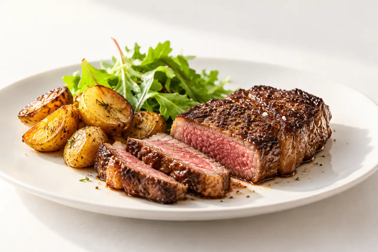 Comment cuire une entrecôte à la poêle, servie rosée avec une croûte bien saisie