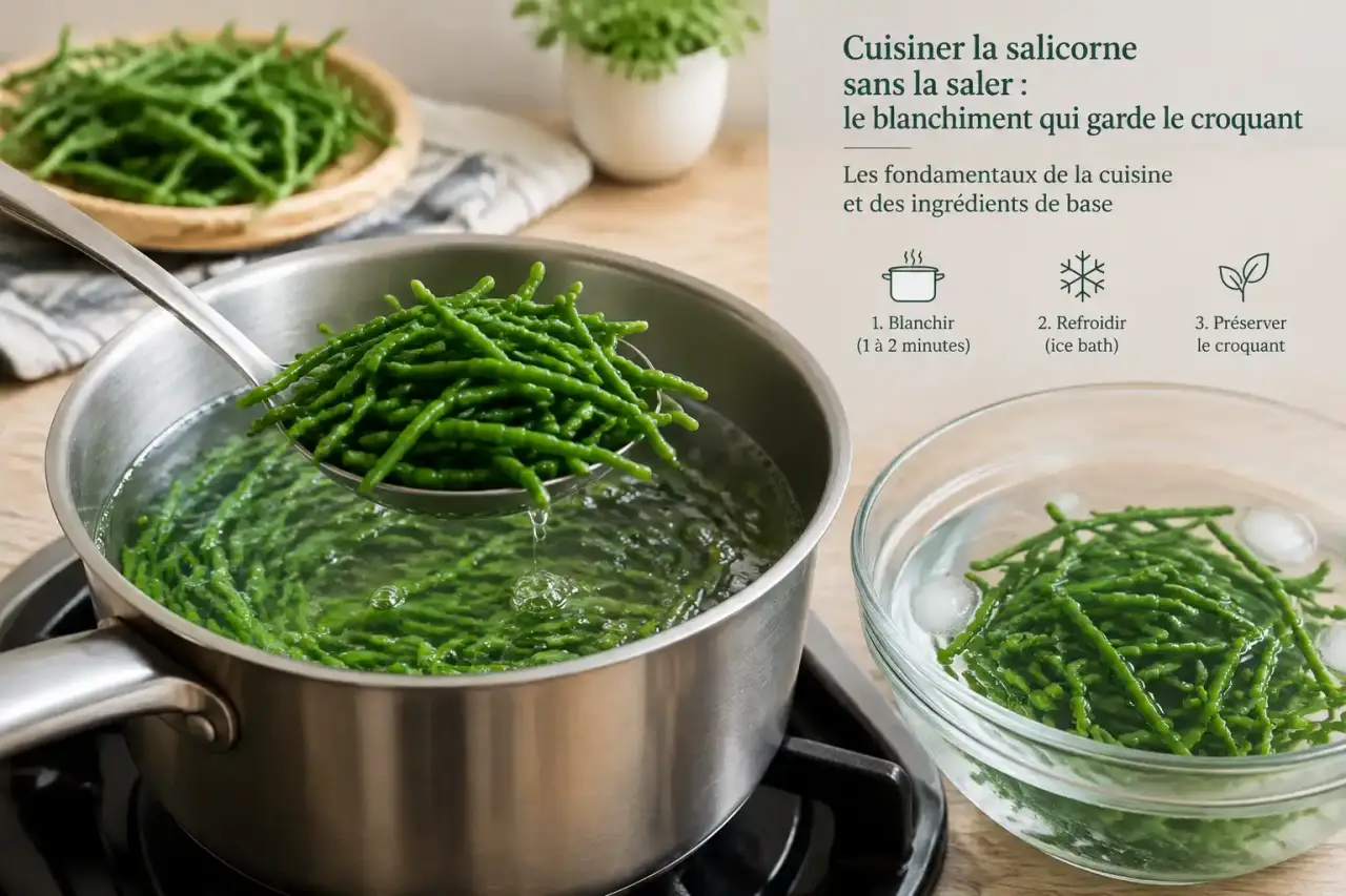Cuisiner la salicorne sans la saler : le blanchiment qui garde le croquant